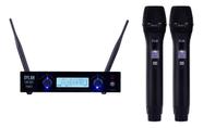Microfone Sem Fio Uhf Duplo Dylan Dw 902 Power 200 Canais Cor Preto