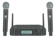 Microfone Sem Fio Uhf Duplo Mxd4-bt58 100c Dig Recarregavel