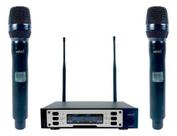 Microfone Sem Fio Uhf Mão Duplo Prof 100c Pll Uhf-9000 Mxt