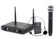 Microfone Sem Fio Vokal Duplo Mão e Headset UHF VS148DMH Microfone Sem Fio Vokal Duplo Mão e Headset UHF VS148DMH