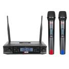 Microfone Uhf Duplo Multi-Frequência 2X300 Canais Transmissão Digital