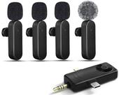 Microfones sem fio Lavalier Gimaterial sintético para iPhone/Android (4 microfones)