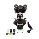 Microscópio biológico binocular c aumento de 40x a 2.000x led 3w sdmb100