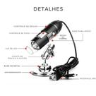 Microscópio USB Digital para Celular com Binocular e Zoom 1600x