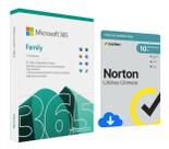 Microsoft 365 Family 1 licença 12 meses 6 usuários 1TB One drive + Norton Utilities Ultimate 1 Usuário 10 Dispositivos