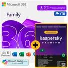 Microsoft 365 Family com Copilot: 6 usuários + Kaspersky Antivírus Premium para 5 dispositivos L