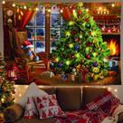 Microtecido de parede de árvore de Natal para tapeçaria 200x150cm
