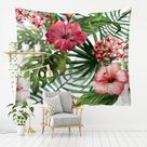 Microtecido de parede de flores de hibisco para tapeçaria 150x130cm