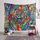 Microtecido de parede de flores de mandala de tapeçaria 150x130cm