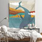 Microtecido de parede Tapeçaria Dolphin 150x100cm para decoração de quarto Microtecido de parede Tapeçaria Dolphin 150x100cm para decoração de quarto