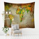 Microtecido de parede Tapeçaria World Map 150x130cm para quarto Microtecido de parede Tapeçaria World Map 150x130cm para quarto