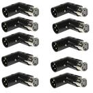 Milestock Adaptador angular XLR de 3 pinos, 10 unidades, macho para fêmea, ângulo de 90, 4 posições ajustáveis