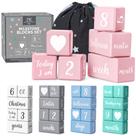 Milestone Blocks Parkway Home Pink Baby Monthly com bolsa