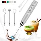 Milk Frother Colarlemo, portátil, recarregável com 3 batedores, prata