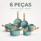 Mimo Style Conjunto de Panelas Cerâmica Antiaderente 6 Peças Pratic Cook Green PJ6STGR para Fogão Indução com Revestimento Cerâmico e Alças SoftTouch