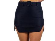 Mine saia Bengaline com cinto 2 fendas frente short interno