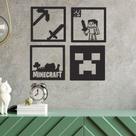 Minecraft Vazado Preto e Branco Individual 16cmx16cm Recorte MDF 6mm Decoração Jogo Gamer Presente