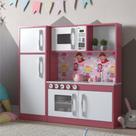 Mini Armário Cozinha com Refrigerador Isabelly Branco Rosa