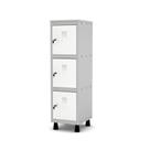 Mini Armário Guarda Volume Locker Roupeiro 1 Vão 3 Portas MGRF501/3 Cinza e Branco - Pandin
