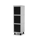Mini Armário Guarda Volume Locker Roupeiro 1 Vão 3 Portas MGRP501/3 Cinza e Preto - Pandin