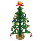 Mini Arvore de Natal 3D Madeira com Enfeites Natalino Decoração Mesa Sala Casa Papai Noel Boneco de Neve Pinheiro