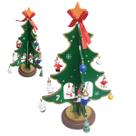 Mini Arvore de Natal Enfeite Natalino Madeira Arvore Papai Noel Boneco de Neve Decoraçao Mesa Estante Festa Fim de Ano Casa Trabalho Celebraçao