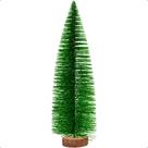 Mini Árvore de Natal Luxo Pinheiro Verde ou Dourado com Glitter e Base de Madeira Decoração Vila Vilarejo Natalino