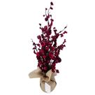 Mini arvore decorativa com flores vermelha e base juta 50cm