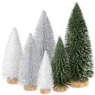 Mini árvores de decoração de Natal KPX, 6 unidades com 4 tamanhos de verde+prateado+branco