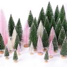 Mini árvores de Natal artificiais com base de madeira x30