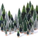 Mini árvores de Natal artificiais com base de madeira x30
