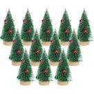Mini árvores de Natal Yookat, 12 unidades com base de madeira, cores variadas