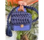 Mini Bag de Crochê Fio de Malha Transversal Pequena com Tassel