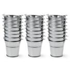 Mini baldes de metal galvanizado 2,1 L - 24 unidades de prata com alça Mini baldes de metal galvanizado 2,1 L - 24 unidades de prata com alça