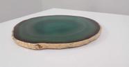 Mini Bandeja Platter Ágata Verde E Dourado 16 X 16 Cm