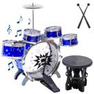 Mini Bateria Brinquedo Musical Infantil Com Banquinho 5 tambores ATENTU