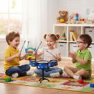Mini Bateria Infantil Instrumento Musical Brinquedo com Prato Tambor e Baqueta