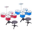Mini Bateria Musical Infantil Azul C/ Luz e Banco - Castela Mini Bateria Musical Infantil Azul C/ Luz e Banco - Castela
