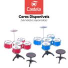 Mini Bateria Musical Infantil Vermelho C/ Luz e Banco - Castela Mini Bateria Musical Infantil Vermelho C/ Luz e Banco - Castela