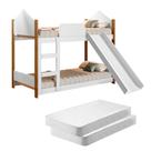 Mini Beliche Infantil Casa Samuel Branco Escorregador e Colchões