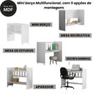 Mini Berço 5x1 100% MDF Colchão Incluso Suporte Mosquiteiro