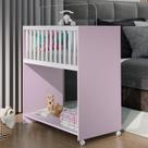 Mini Berço Baby 2 em 1 96,5cm X 88,5cm X 45,0cm Rosa / Branco
