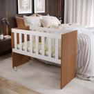 Mini Berço Cama Chiqueirinho Baby Com Colchão Quarto Infantil 2 em 1 Branco, Nature e Rosa