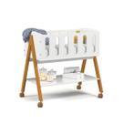 Mini Berço com Colchão Sissi 3 em 1 Branco e Eco Wood - Matic