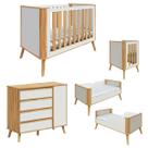 Mini Berço Com Cômoda Quarto De Bebê MDF Off White Amendoa