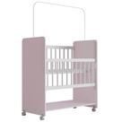Mini Berço Grade Movel 89 Cm Outside Branco Rosa Mobbs