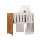 Mini Berço Maya MDF Rodízios Incluídos Suporte para Mosquiteiro Branco e Cinamomo