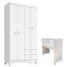 Mini Berço Moisés Alegria Com Colchão E Guarda Roupa Ternura Baby 4 Portas Branco Flex - Incorplac