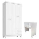 Mini Berço Moisés Alegria Com Colchão E Guarda Roupa Ternura Baby 4 Portas Branco - Incorplac