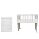 Mini Berço Moisés Alegria E Cômoda Infantil 103 Doce Sonho Branco Brilho Qmovi